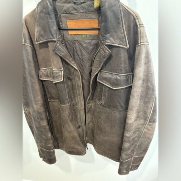 Timberland VINTAGE Dark Brown genuine Leather Weather Gear Jacket- Large - Picture 10 of 12
